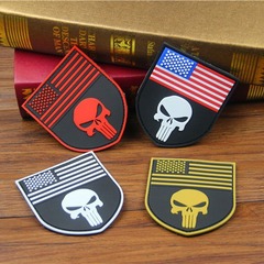 美國旗懲罰者PVC臂章 魔術貼章 橡膠背包貼 防水防撕