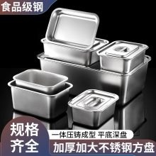 不锈钢托盘长方形份数盆平底方盆加深蒸饭盘冻盆自助餐打菜盆盘子
