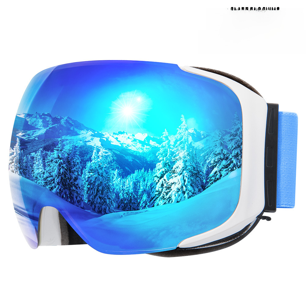 Ochelari de schi magnetici pentru adulți, dubli, anti-aburire, bărbați și femei, sferici mari, cu lentile Cocker, miopie, echipament pentru o singură și două plăci_voghion.com