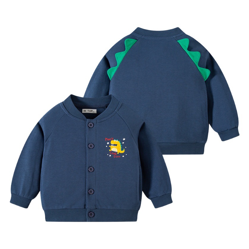Ropa para niños Otoño e Invierno nuevos niños abrigo de una sola fila abrigo de bebé chaqueta de los muchachos suéter de dinosaurio de moda entrega de una sola pieza