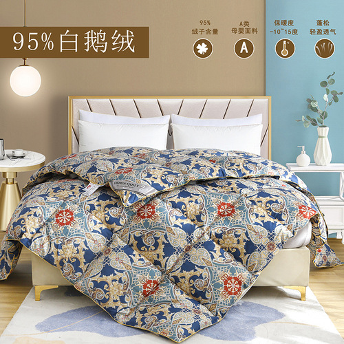Export 100% Cotton Down Comforter Spring and Autumn Thick Winter Down Comforter 95% White Goose Down Comforter Wholesale Warm Blanket Dorm Core