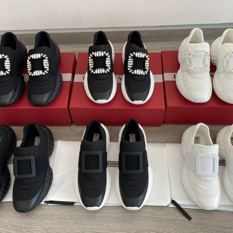 Fashion Fried Street Thick Sneakers Slip-on Square Diamond Square Buckle Slimming All-match Comfortable Breathable Lightweight Casual Shoes for Women