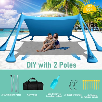 Canopy, Avtomobil yan çətirləri - octagonal-canopy-blue-2-aluminum-poles-uv-protection-300300200