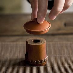 Old bamboo lid set, bamboo root teapot lid holder, bamboo purple sand pot lid, tea bowl lid set, tea ceremony accessories