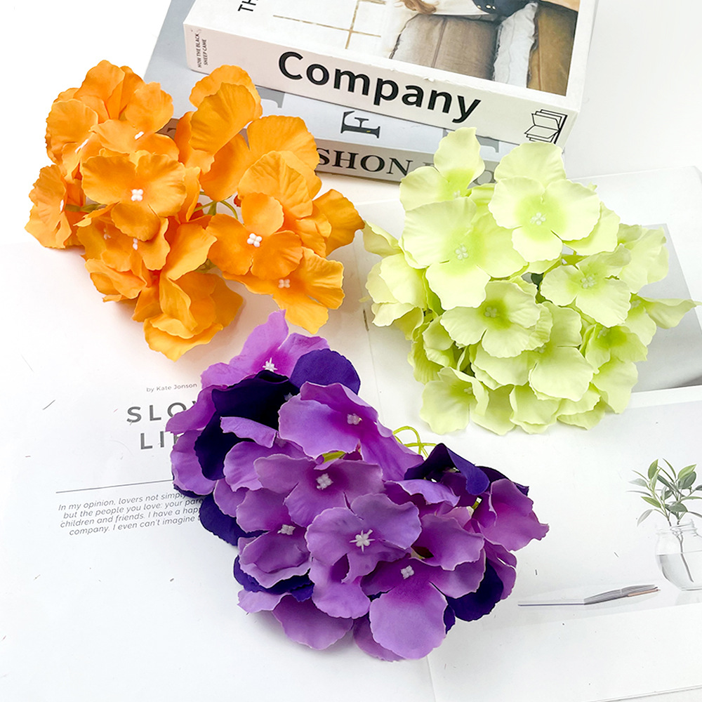 27 piezas de flores de hortenida de bodas, guía de diseño floral, sala de bodas, flores de fondo, flores falsas, flores de decoración de seda