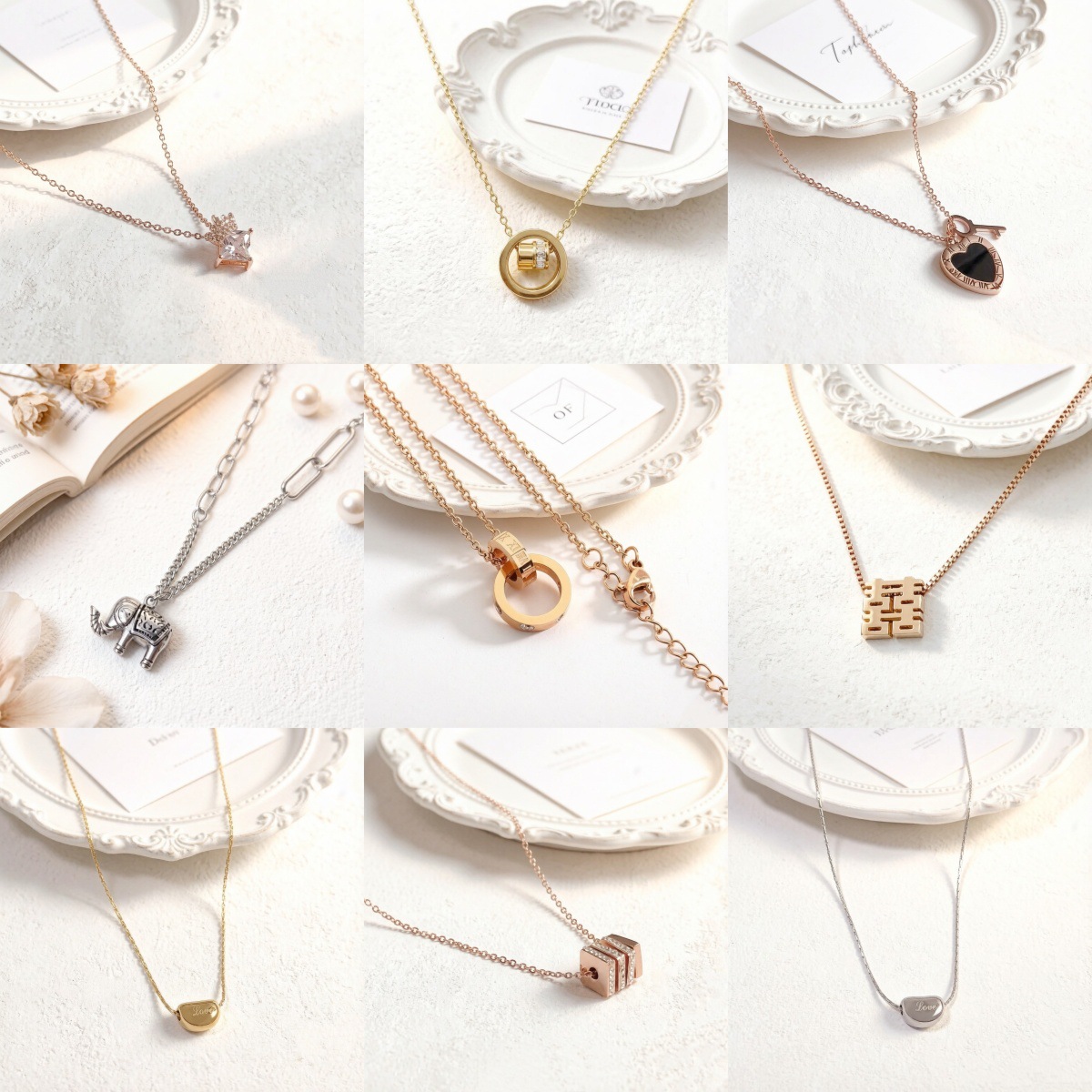 Pendant stainless steel, quality retro necklace, chain for key bag , internet celebrity