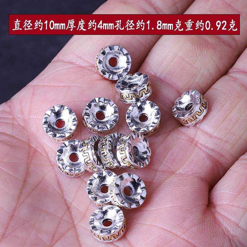 チベットシルバーレトロ 2 色大穴 6 文字マントラスペーサールースビーズアクセサリー diy ブレスレットネックレスジュエリーアクセサリー材料|undefined