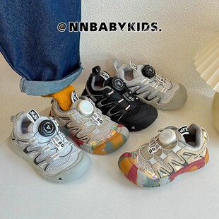 Children's sneaker 2025 Spring New Boys' Rotating Buckle Mesh Shoes Breathable Mesh Girls' Mountaineering Running Shoes