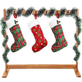 木制圣诞袜子展示架可拆卸立式长筒袜架带挂钩壁炉旁袜子晾晒架