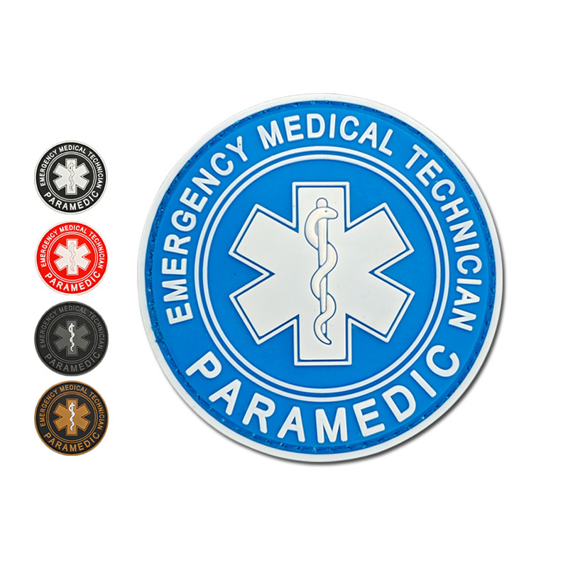 3 DPVCRubber Velcro Badge Star Of Life Medical Soldier PARAMEDICSnake Staff First Aid Soft Rubber Badge
