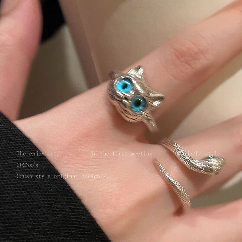 Cat snake ring female 2023 new fashion personality cold wind index finger ring temperament Internet celebrity girlfriends ring