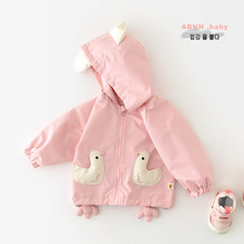 2025女童春款连帽防风外套 婴幼童拉链开衫卡通小鸟外出夹克51026