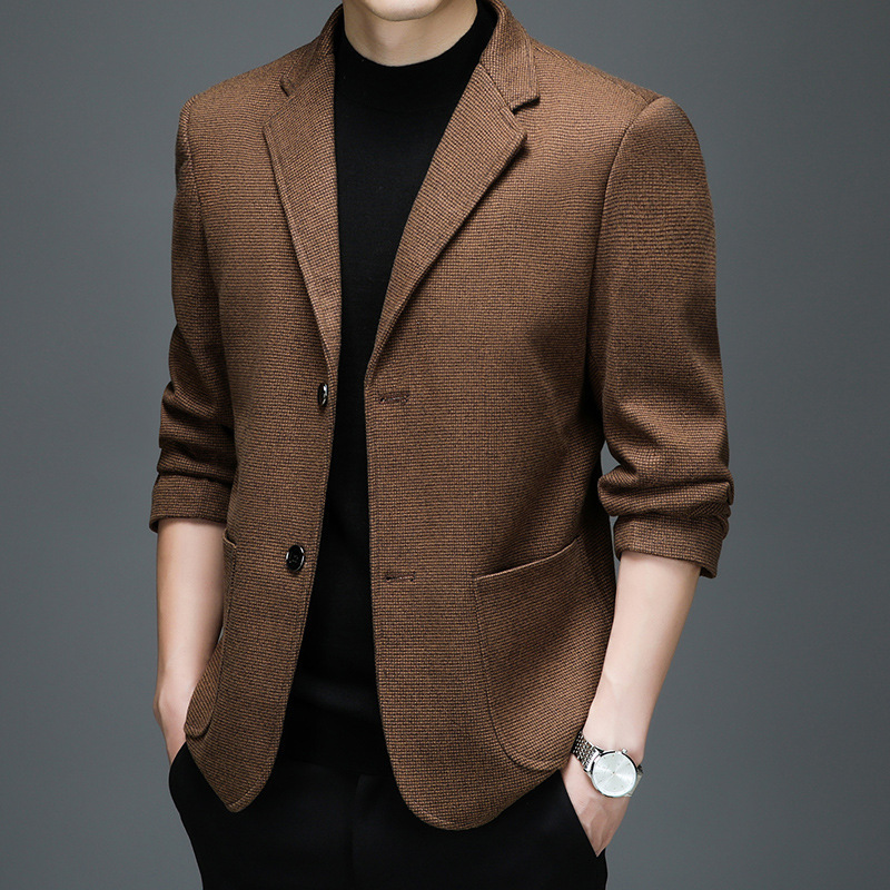 중년 남성 비즈니스 정장 캐주얼 정장 남성 가을, 겨울 단색 싱글 웨스턴 재킷 아빠의 새로운 도매