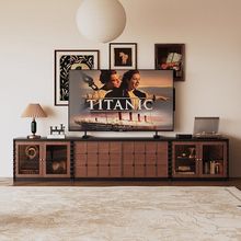 法式复古实木电视柜客厅靠墙储物柜中古风落地柜组合柜棋盘格柜