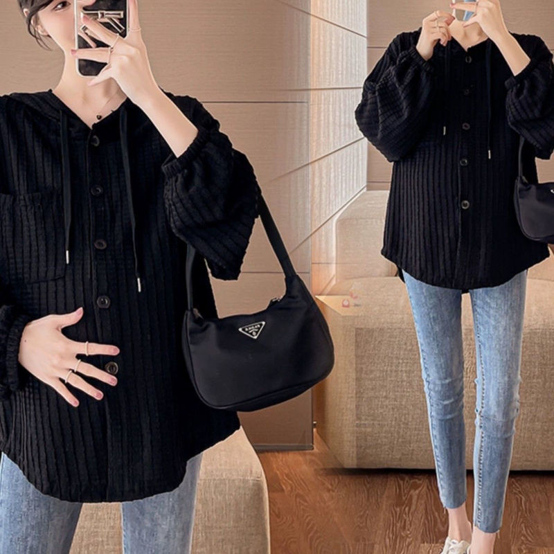 Spring and Summer Outer Shirts, Mid-Length Cotton and Linen Shirts for Pregnant Women, Loose Bottoming Shirts for Fat Girls, 150kg Tops and T-Shirts