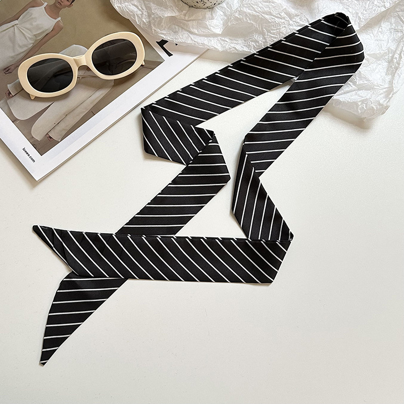 Cinta clásica de lunares, estilo retro, lunares franceses, cintas estrechas y multiusos, pañuelo de seda largo, pañuelo en la cabeza, cinturón para el cabello, cabello atado