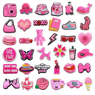 Cartoon Pink Girl Cave Shoes Accessories Cute Girl Shoes Flower Shoe Buckle Shoe Accessories Shoe Flower Shoe Buckle Cross-border DIY