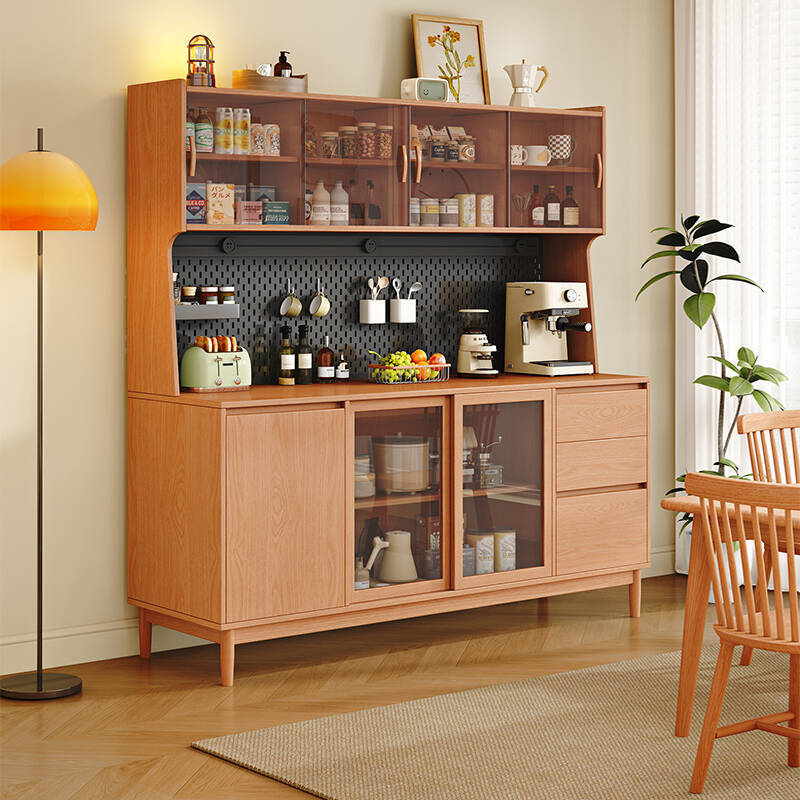Solid Wood Sideboard Living Room Cabinet Wall-Mounted Integrated Storage Cabinet 2025 New Model Sliding Door Tea Vω