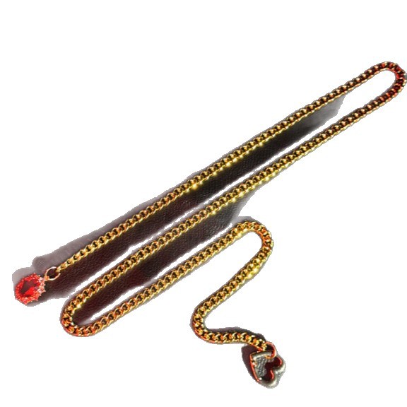 Colar de corrente com pingente de coração e rubi retro ouro_voghion.com