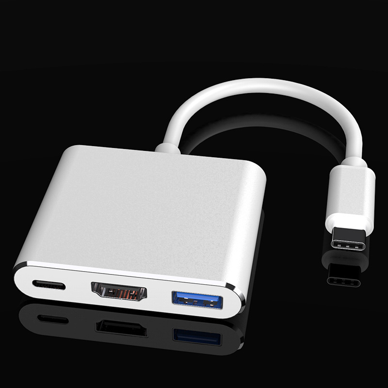 Transfronterizo de tipo C a HDMI Dock de expansión tres en uno + USB + PD Hub portátil estación de acoplamiento