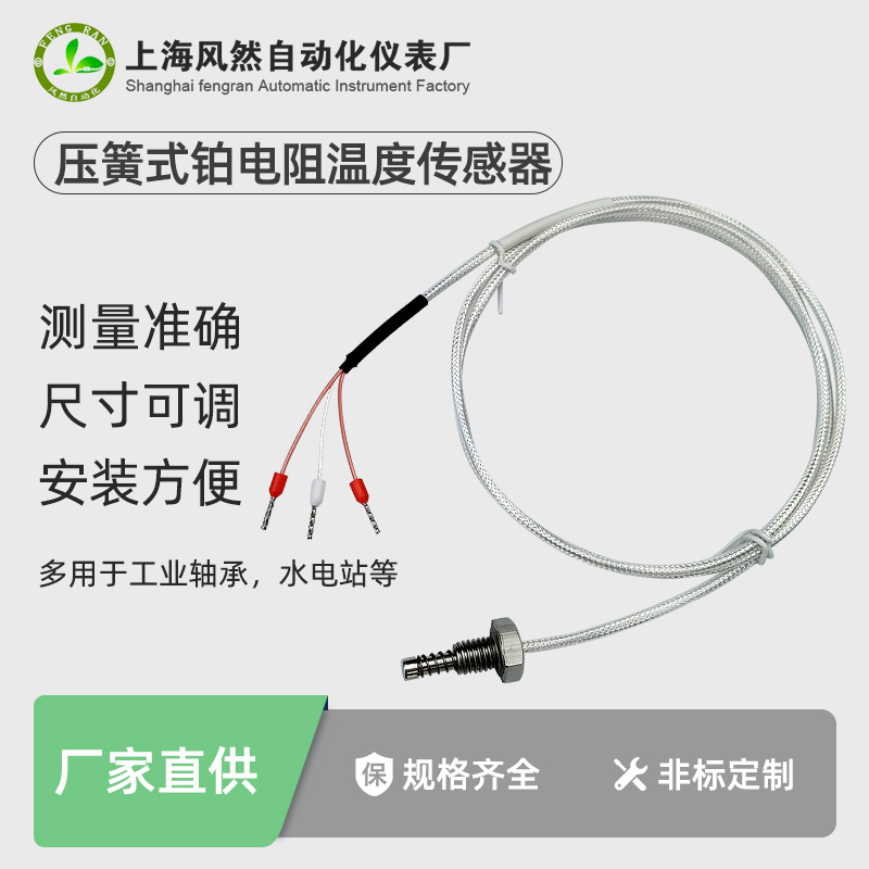 热电阻pt100温度传感器压簧式轴承模具探针上海自动化仪表厂控温