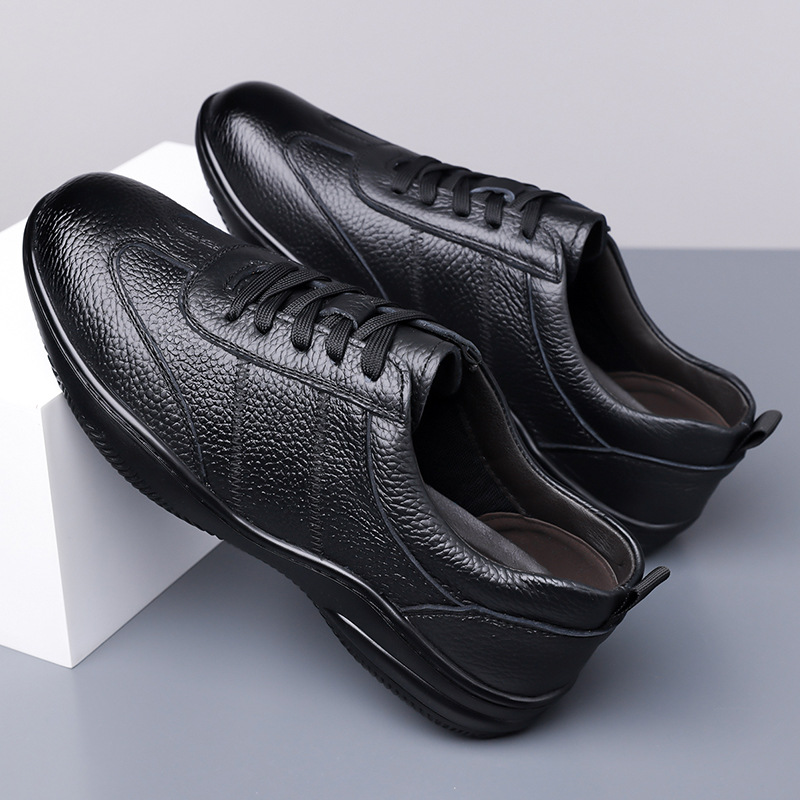 Chaussures homme en cuir style coréen décontractées respirantes_voghion.com