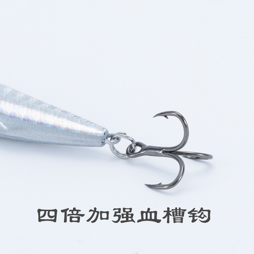 Luya submersible minnow dead fly system submersible hard bait fake bait long throw lure silver knife full water layer cocked mouth
