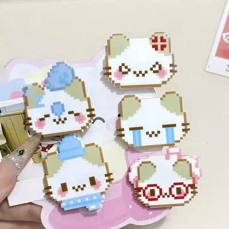 像素马赛克可爱甜美少女心搞笑表情鸭嘴夹猫咪发夹头饰学生发夹