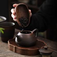 紫陶功夫茶具套装家用礼品简约复古茶杯陶瓷紫砂盖碗茶壶轻奢礼品