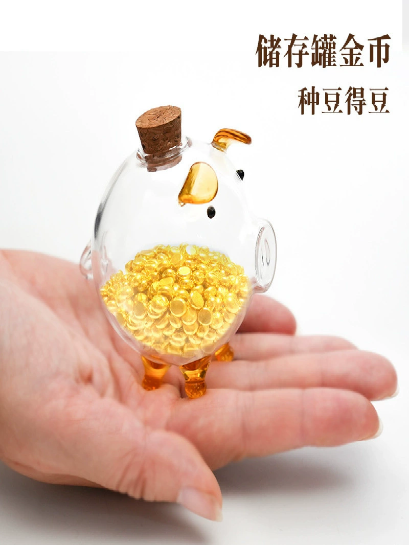 Стеклянная бутылка Little Piggy-Gold Bean Gold Bean Piggy Bottle Gold Gold Bar Бутылка для хранения семян дыни День святого Валентина