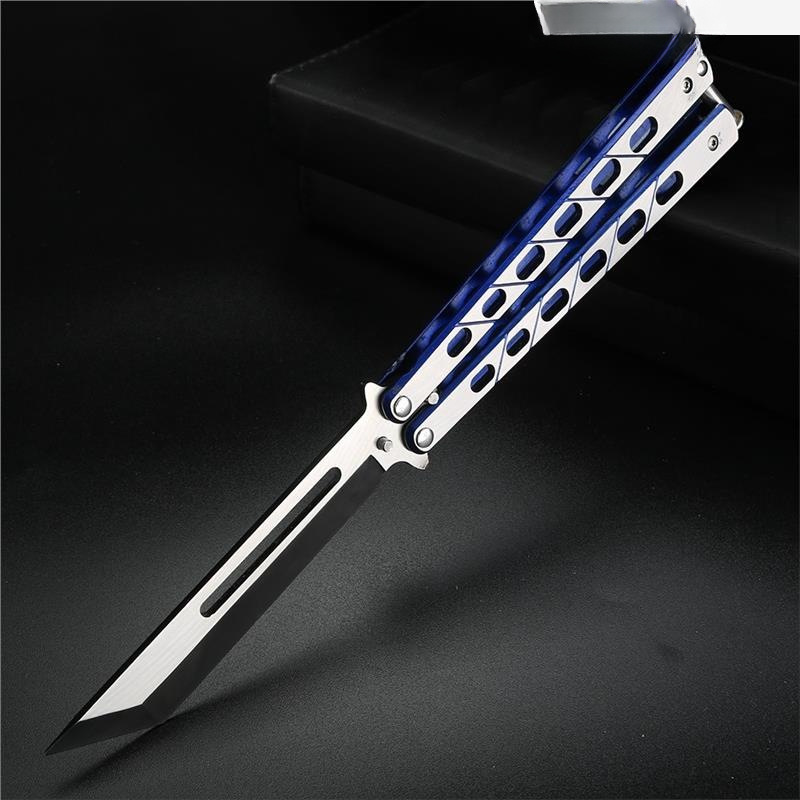 新款专业蝴蝶刀练习蝴蝶折叠刀甩手刀花式梳子全钢训练刀未开刃批