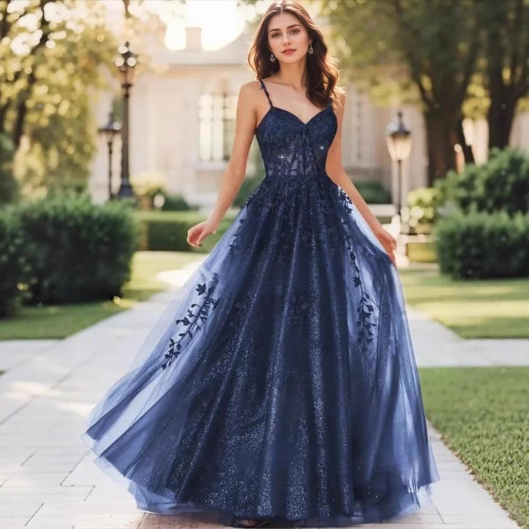 2026 nuevo vestido de tulle brillante transfronterizo vestido largo vestido de cuello en V vestido sexy