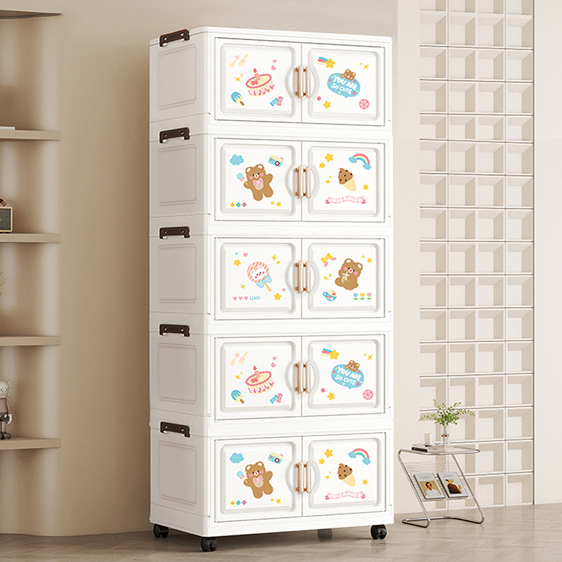 Household Foldable Cartoon Storage Organizer Storage Cabinet Installation-Free Snack Cabinet Storage Box Sundry Storage Cabinet