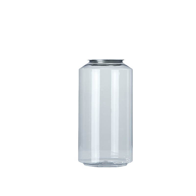 Latas de plástico de grado alimenticio transparente pet desechable con tapa de gran capacidad té de fruta botella de bebida de cerveza