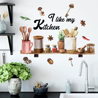 MS2167英文标语Kitchen餐具墙贴纸背景墙厨房装饰墙贴自粘墙贴