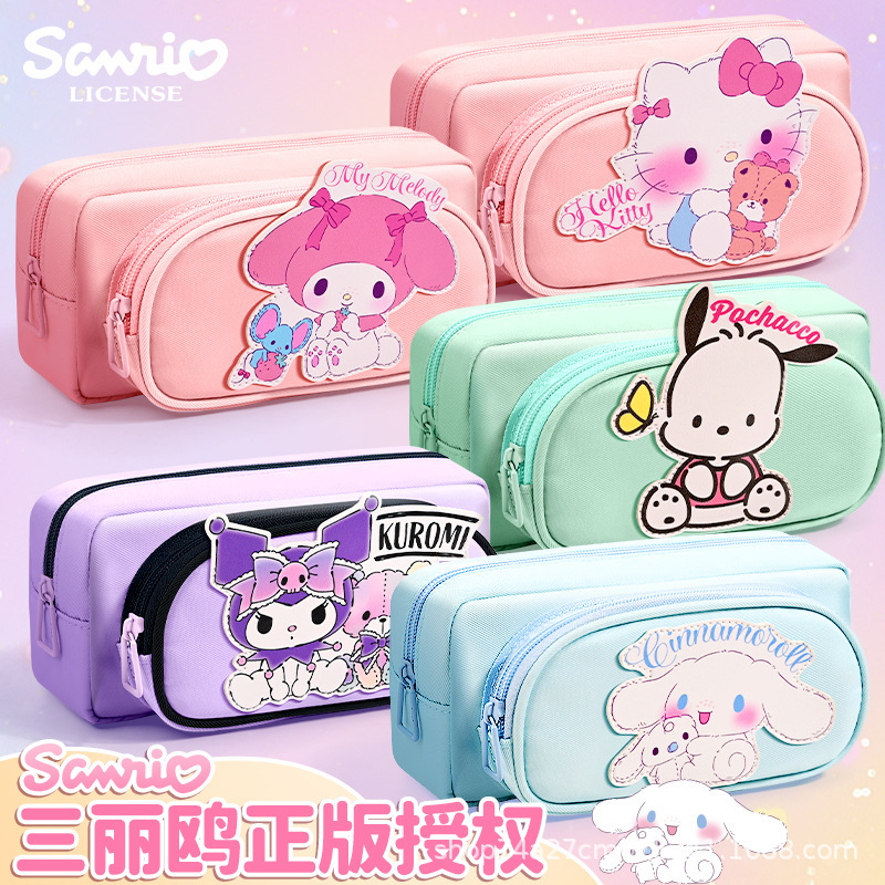 Authentic Sanrio Stationery Bag, Pencil Bag, Large Capacity, Soft and Cute Cartoon Student Pencil Case, Stationery Box, Stationery Bag, Pencil Bag