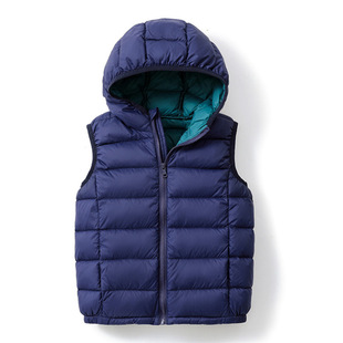 Cross-border Source children's light down jacket men's and women's waistcoat hooded children's short 90 velvet warm outside