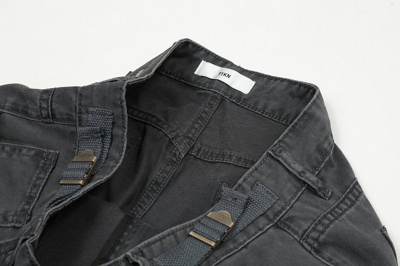 Men's Clothing high street water ins same style overalls loose heavy design sense multi pocket straight wide leg pants jeans_voghion.com