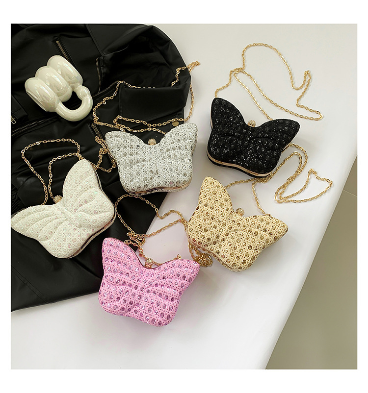 Mujeres Pequeña Material Especial Color Sólido Mariposa Elegante Estilo Vintage Cerrar Bolso De Noche display picture 11