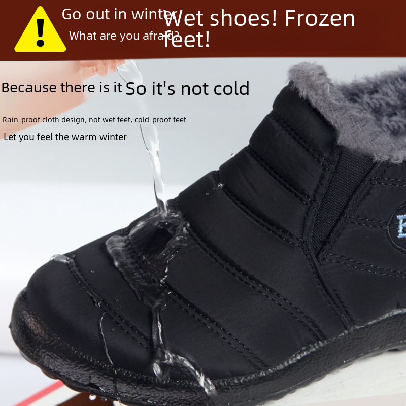 Grandi stivali di cotone, stivali da neve caldi invernali con tomaia in pile impermeabile con parte superiore bassa slip-on Stivaletti da uomo e da donna_voghion.com