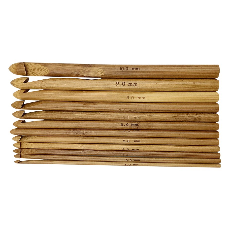 Herramientas de tejer suéter aguja tejido exquisito ganchillo de bambú carbonizado cilíndrico crochet conjunto de 12 bolsas de tamaño