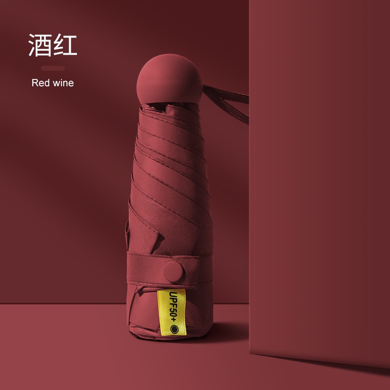 Cápsula paraguas protección solar Protección UV paraguas reforzado de ocho huesos paraguas cinco veces pequeña sombrilla portátil