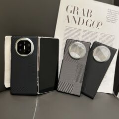 ケブラー Huawei MateX5 携帯電話ケース、ハイエンド モンドリアン カーボンファイバー テクスチャ メタル ラージ フレーム 落下防止に適しています。