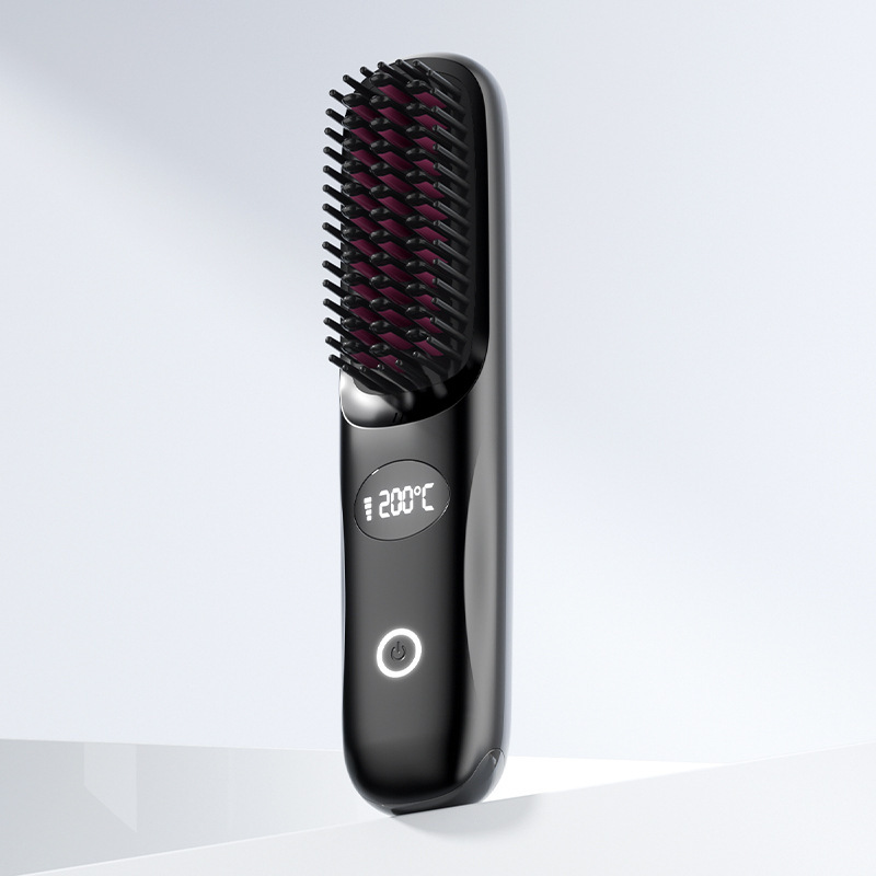 新しいクロスボーダーストレートヘアコーム充電式セラミック加熱コームは髪を傷つけませんストレートヘアアイロンワイヤレスポータブルヘアカーラー|undefined
