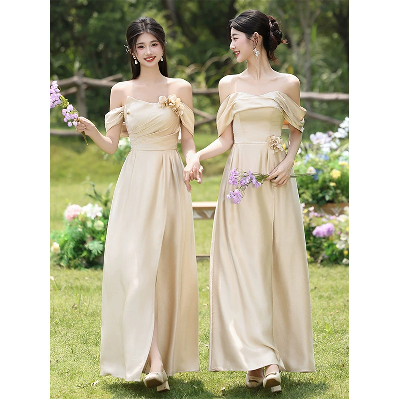 Шикарные платья для подружек невесты цвета шампань, новинка 2026 года, для ежегодных вечеринок, свадебных банкетов, для сестринских групп, женские, можно носить повседневно