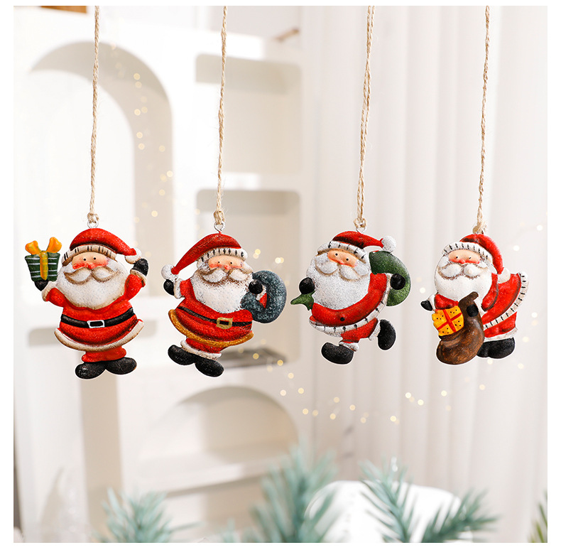 Christmas Tree Ornaments Set – Santa, Snowman, Stockings, Houses & More, Vintage Iron Hanging Decor For Holiday_voghion.com