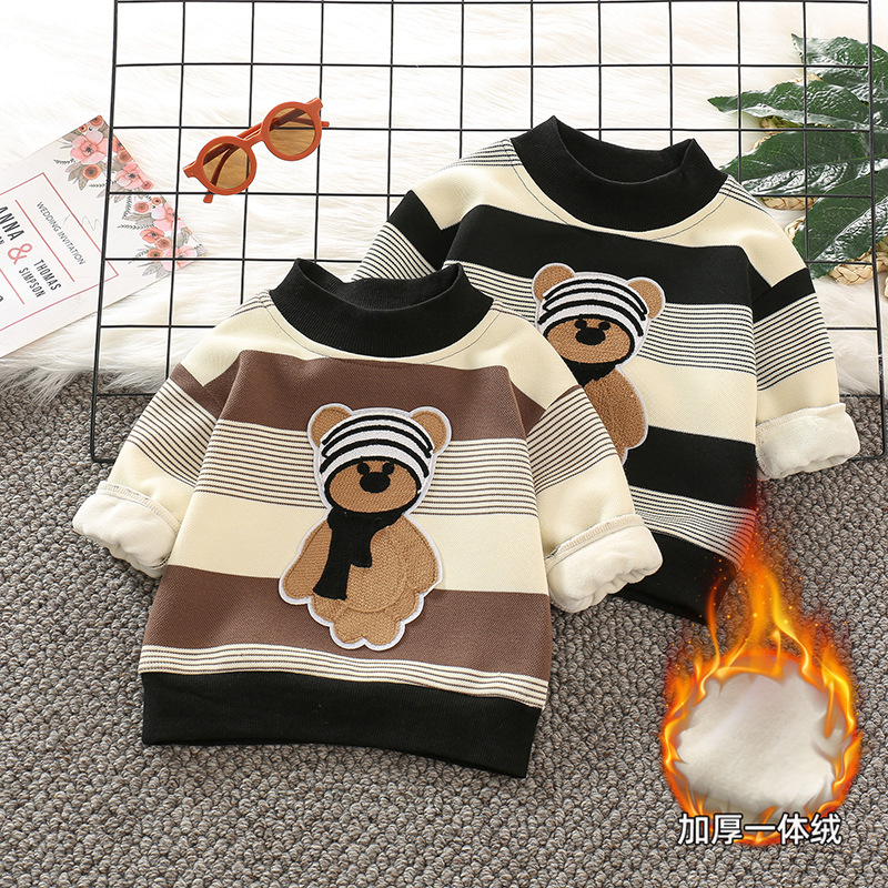 女宝宝冬装加绒卫衣小童洋气冬季2婴儿保暖衣服1-3岁男童一件代发