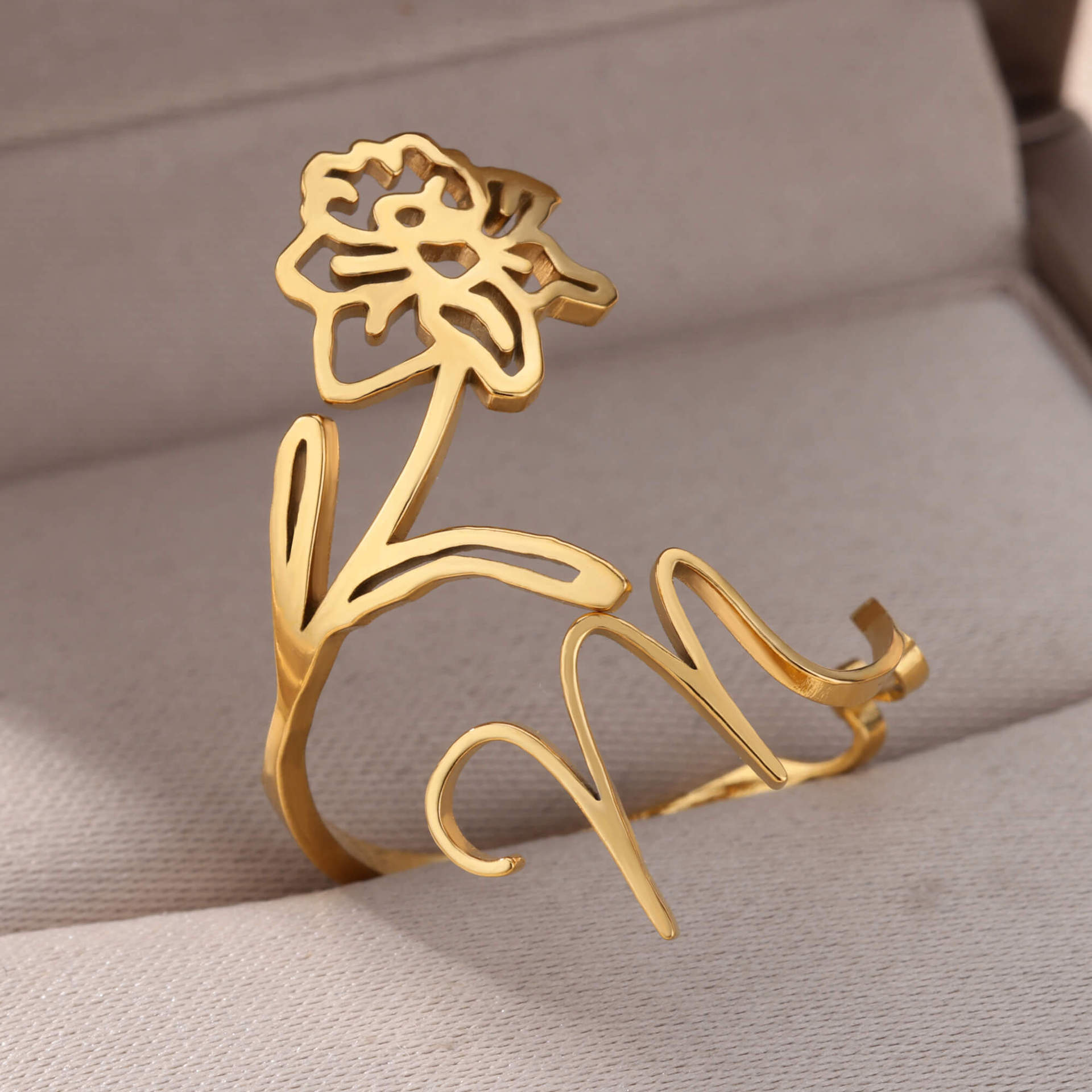 Joyería Al Por Mayor Estilo Vintage Estilo Clásico Flor Acero Inoxidable 304 Enchapado Anillos Abiertos display picture 19