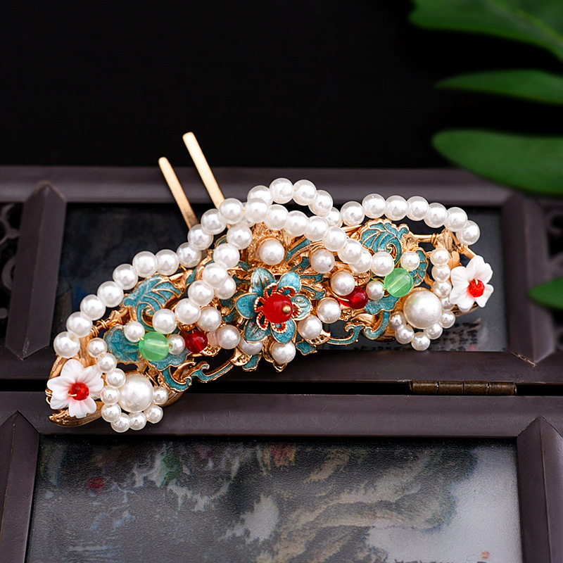 燒藍鳳冠唐風明制頭飾簪子發冠簡約漢服古代髮飾紅色氣質髮釵發冠