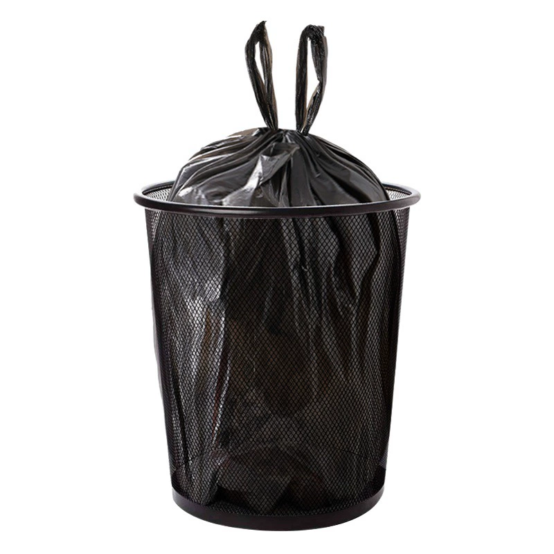 Мешок для мусора Бытовой черный утолщенный портативный жилет Мешок для мусора Одноразовая кухня Ванная комната Ремешок Пластиковый пакет